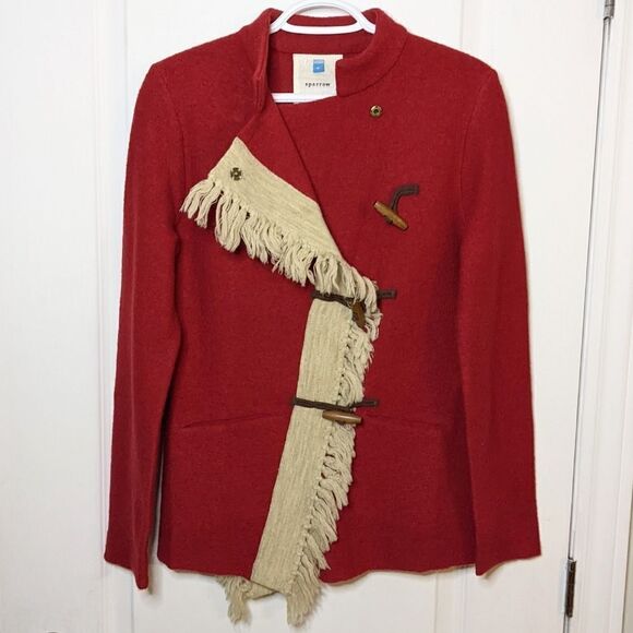 ANTHROPOLOGIE Sparrow Clancey Toggle Jacket Fringe Medium @B3 - Picture 6 of 14